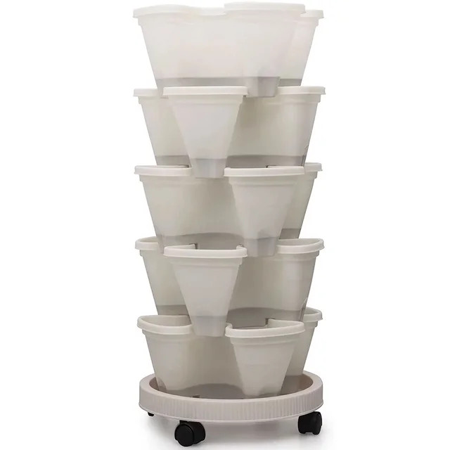 LONGRV Stackable Garden Center Planter 5 Tier White Vertical Garden Plastic Planter 12 Inch Indoo... | Walmart (US)