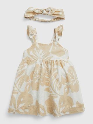 Baby Linen-Cotton Floral Dress Set | Gap (US)