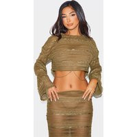 Petite Khaki Cropped Top | PrettyLittleThing UK