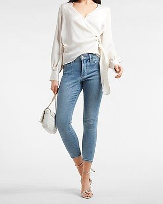 Mid Rise Knit Cropped Skinny Jeans | Express