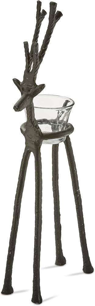 TAG Christmas Rustic Aluminum Reindeer Tealight Candle Holder Tall, 14 inch Black | Amazon (US)