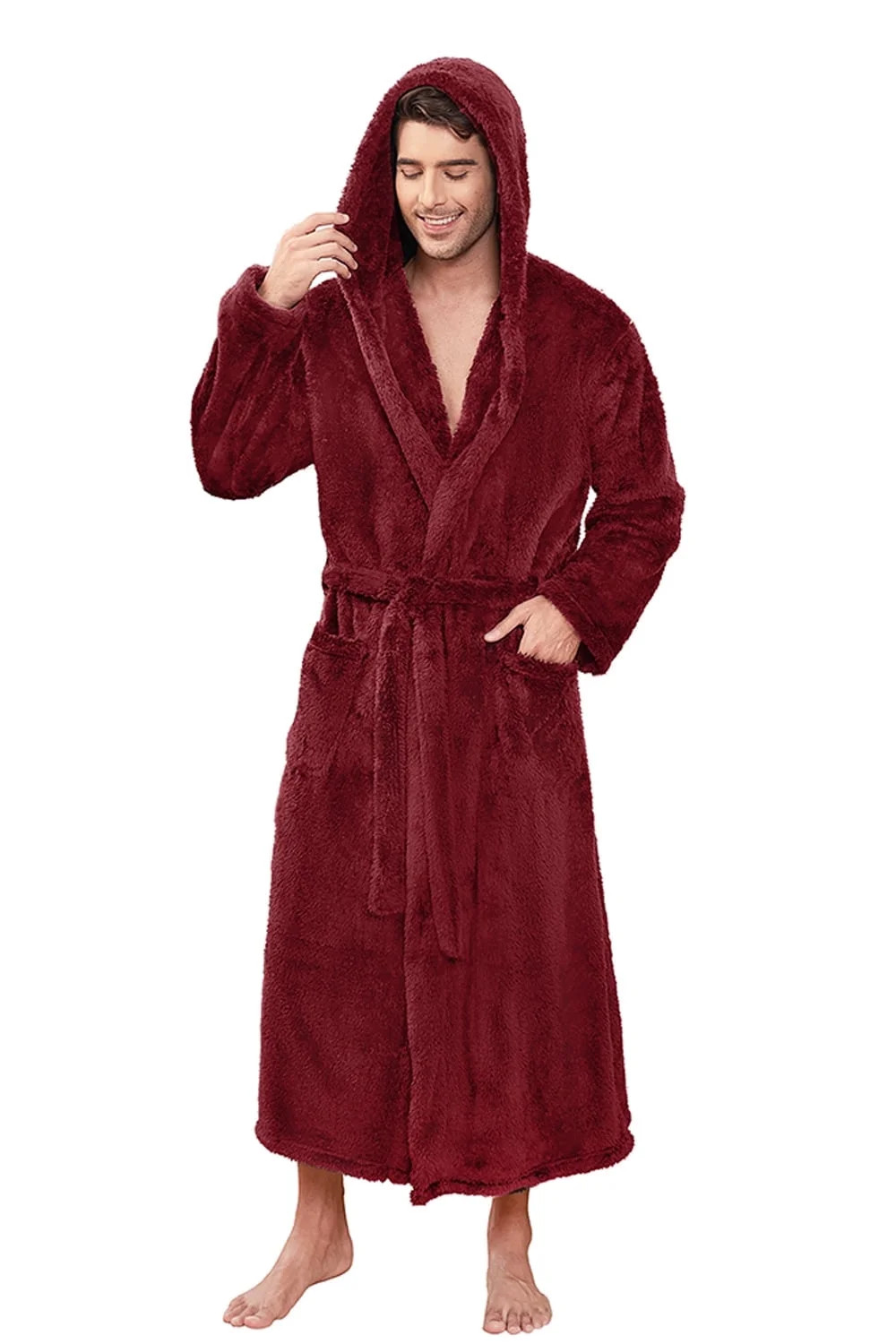VULCANODON Mens Robe Big and Tall with Hood,Full Length Plush Robe for Men Long Fleece Bathrobe... | Walmart (US)