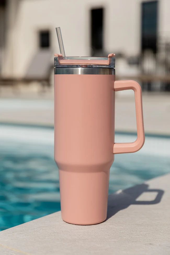 Sippin' Pretty Blush Pink 40 oz Drink Tumbler With Lid And Straw DOORBUSTER | Pink Lily