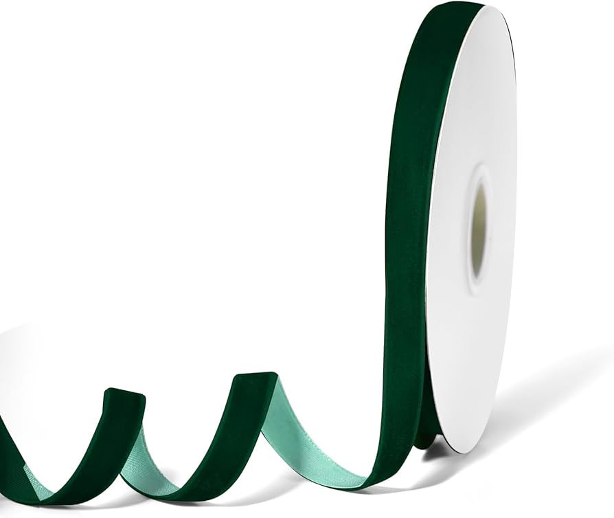 Dark Green Velvet Ribbon for Gift Wrapping, Trimming Ribbon for Christmas DIY Craft Wedding Flora... | Amazon (US)