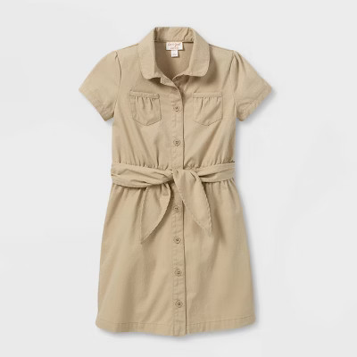 Girls' Short Sleeve Uniform Safari Dress - Cat & Jack™ Khaki 7 | Target