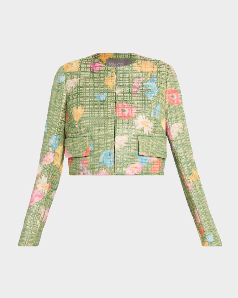 Floral Raffia Crop Jacket | Neiman Marcus