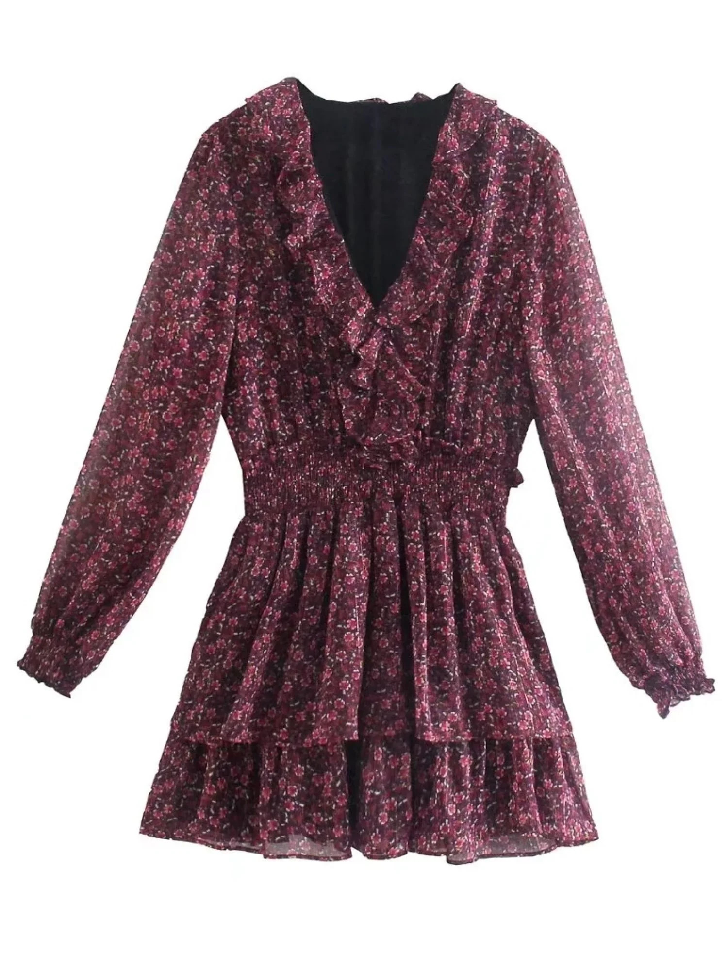 'Kammy' Red Floral Print V-Neck Mini Dress | Goodnight Macaroon