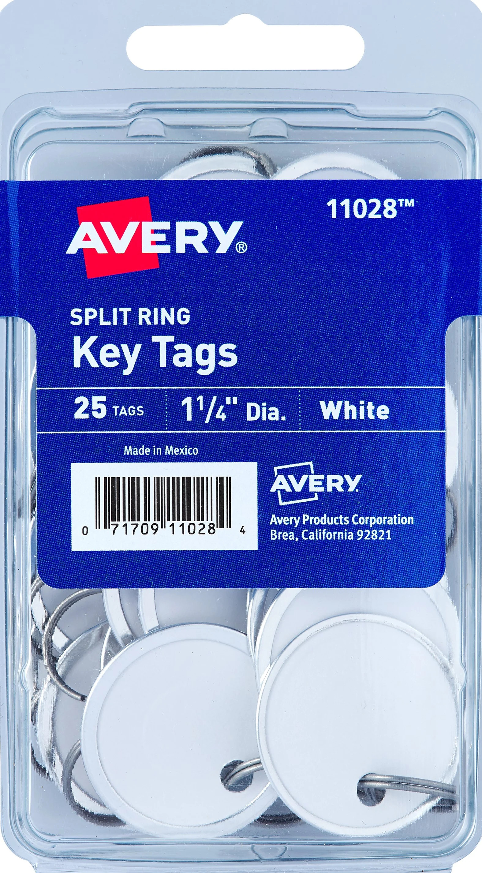Avery Split Ring Key Tags, 1-1/4" Round, Metal, Paper, White, Handwrite, 25 Tags | Walmart (US)