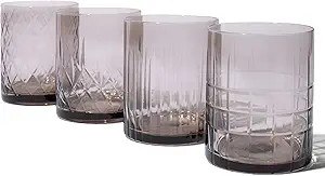 Saludi Smokey Sand Etched Old Fashioned Glasses - Set of 4 Hand Blown Whiskey Rocks Glasses - 13 ... | Amazon (US)