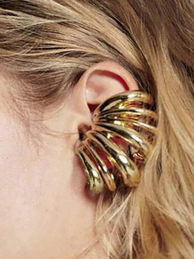 ZAA Retro Asymmetric Metal Bar Striped Earrings, Personalized Jewelry Party Accessories For Women, 2025 | SHEIN