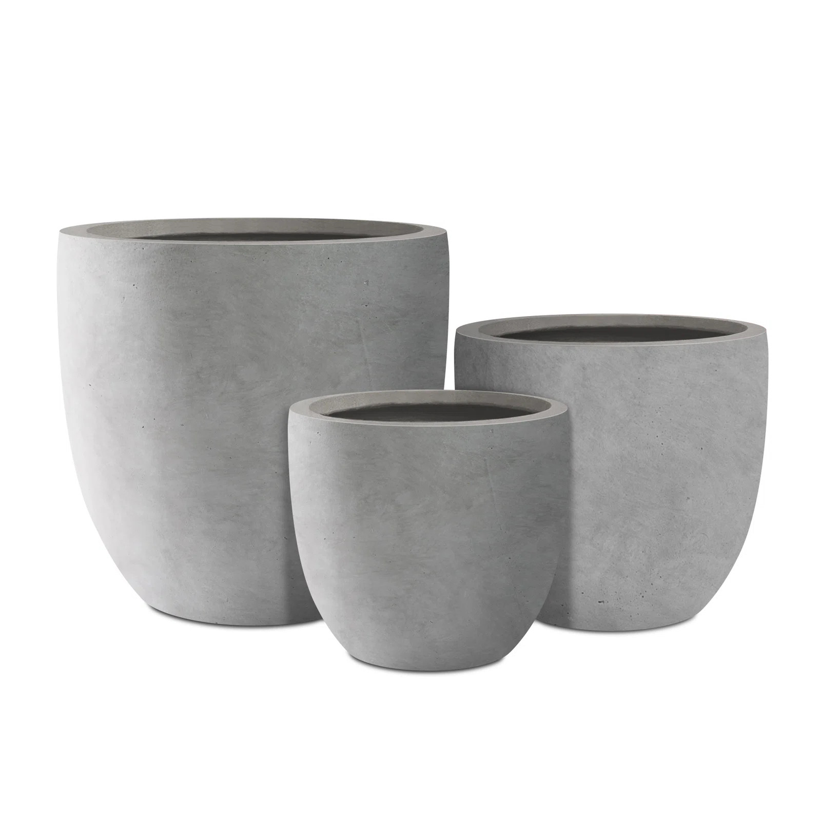 Kante 3 Piece 18", 14", and 10"W Round Planters, Outdoor Indoor Modern Planter Pots, Lightweight,... | Wayfair North America