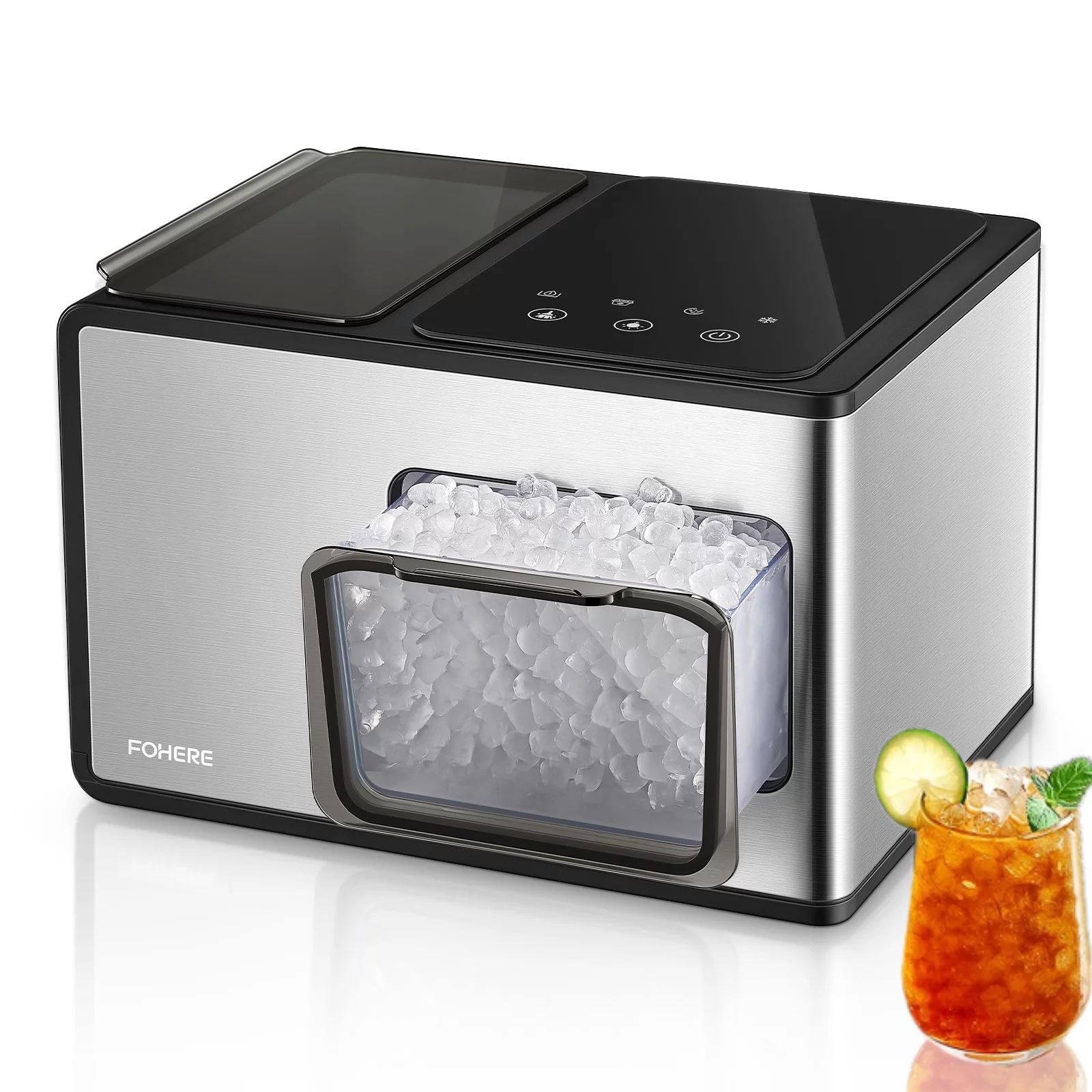 Nugget Ice Maker Countertop, 35Lb Pebble Pellet Ice per Day, Auto-Cleaning, Stainless Steel, FOHE... | Walmart (US)