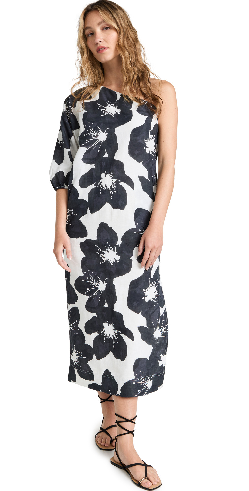 Something Navy Floral One Shoulder Dress | Shopbop