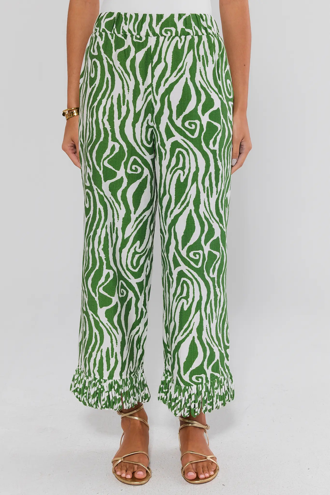 Angelina Green Zebra Fringe Pants | Avara