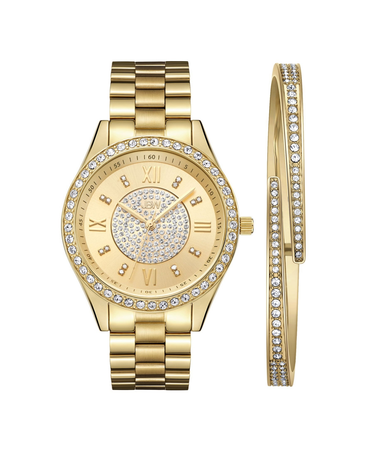 Jbw Women's Mondrian Jewelry Set Diamond (1/6 ct.t.w.) 18k Gold Plated Stainless Steel Watch | Macys (US)