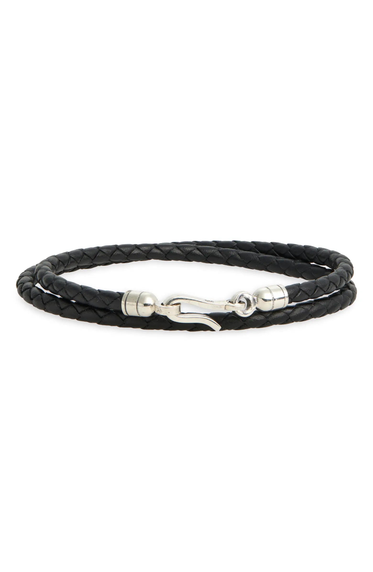 Caputo & Co. Men's Euro Braided Leather Double Wrap Bracelet | Nordstrom | Nordstrom