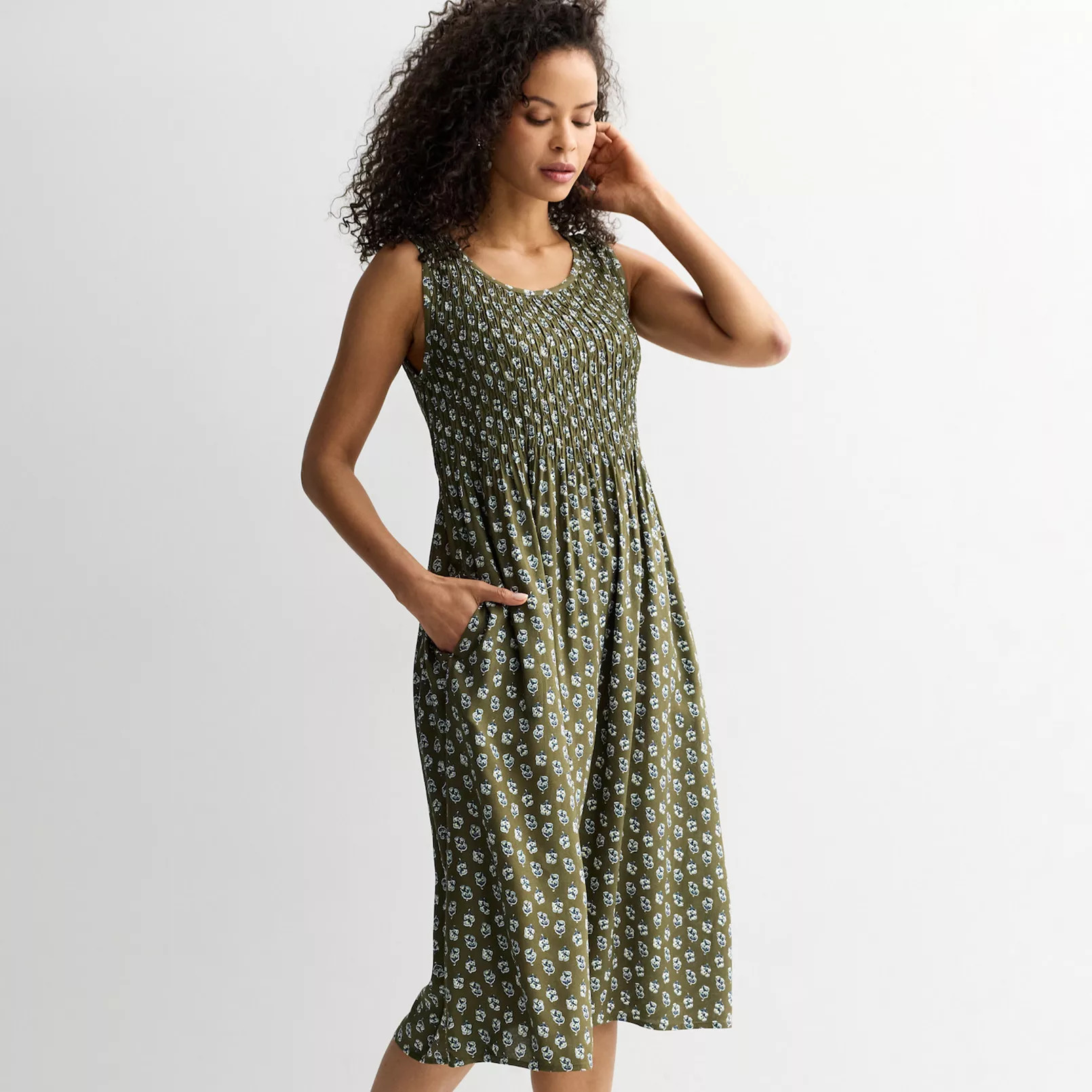 Women's Croft & Barrow® Smocked Midi Dress | Kohl's