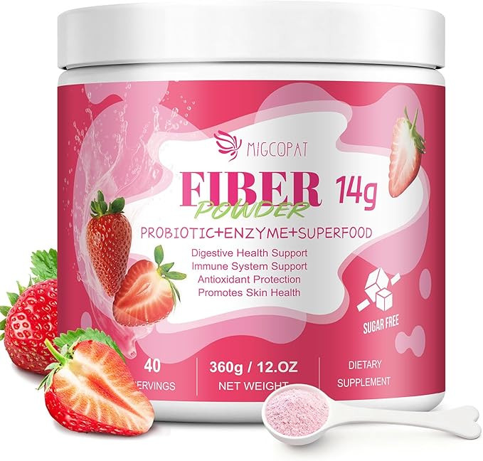 Migcopat 14G Fiber Supplement with Probiotics, Prebiotics, Digestive Enzymes, Vitamin C, Magnesiu... | Amazon (US)