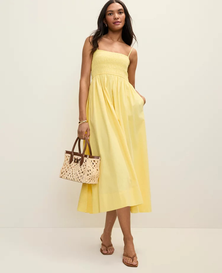 Weekend Smocked Midi Dress | Ann Taylor