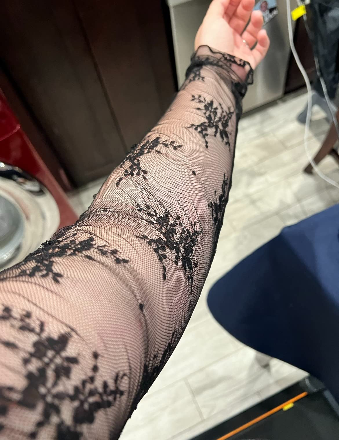 AILBBE Mesh Long Sleeve Layering Top for Women Mock Neck Floral Embroidery Sheer See Through Tee ... | Amazon (US)