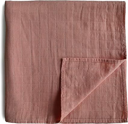 mushie Muslin Baby Swaddle Blanket | 100% Organic Cotton (Cedar) | Amazon (US)