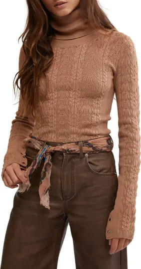 Free People Maddie Button Cuff Turtleneck Sweater | Nordstrom | Nordstrom