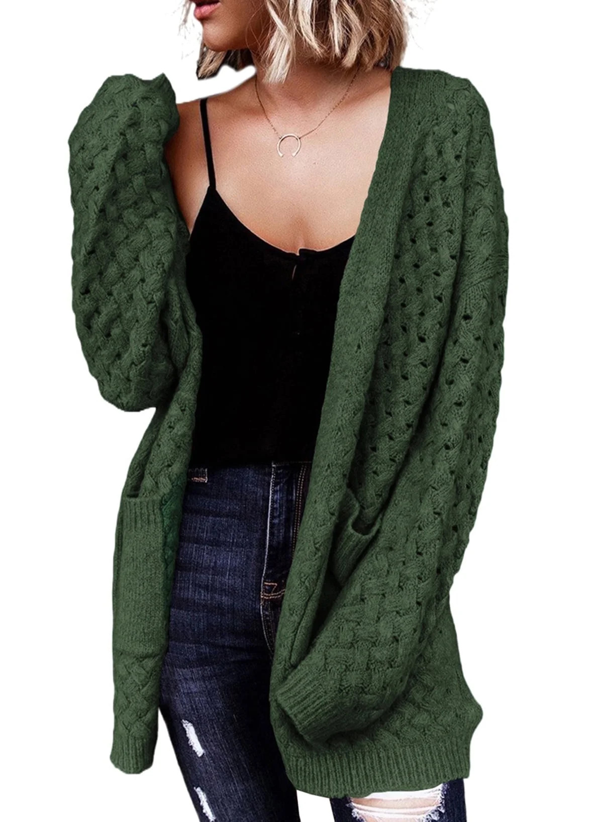 SHEWIN Womens Sweaters Open Front Cardigans Oversized Sweaters Long Sleeve Chunky Cable Knit Fall... | Walmart (US)