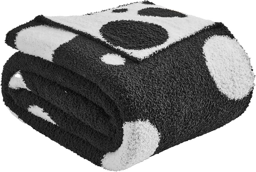 CozeCube Reversible Knitted Throw Blanket, Black White Polka Dot, 50"x60" | Amazon (US)