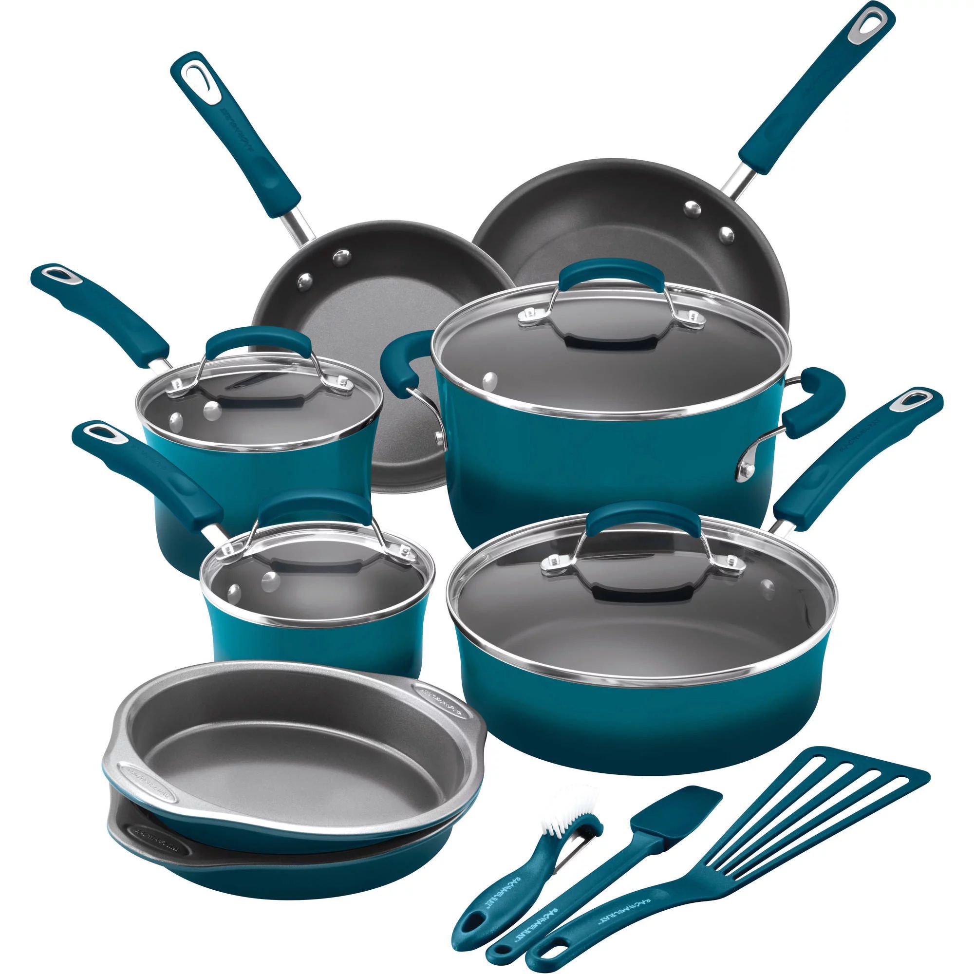 Rachael Ray 15-Piece Nonstick Pots and Pans Set/Cookware Set, Marine Blue | Walmart (US)