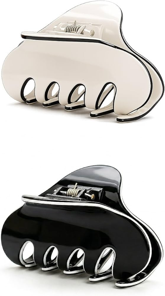 2 Pcs Medium Acetate Hair Claw Clip for Women Girls, 3.4Inch French Claw Clips for Thin & Medium ... | Amazon (US)