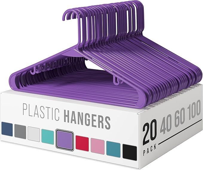 Clothes Hangers Plastic 20 Pack - Purple Plastic Hangers - Makes The Perfect Coat Hanger and Gene... | Amazon (US)