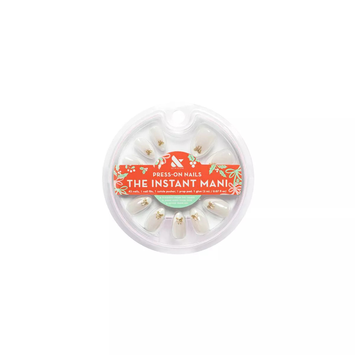 Olive & June Press-On - M Almond - Chrome French with Puffy Bows - 42ct | Target