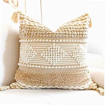 Boho Chic Textured Square Pillowcase - Decorative Accent Pillow for Couch & Bed - Modern Bohemian Throw Pillow Cover - Pack of 1 | Wayfair North America