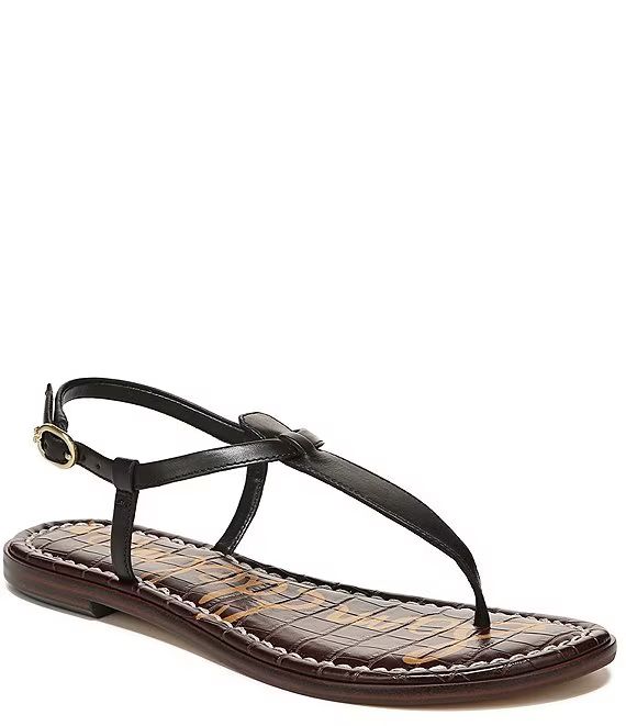 Gigi Leather T-Strap Flat Sandals | Dillard's