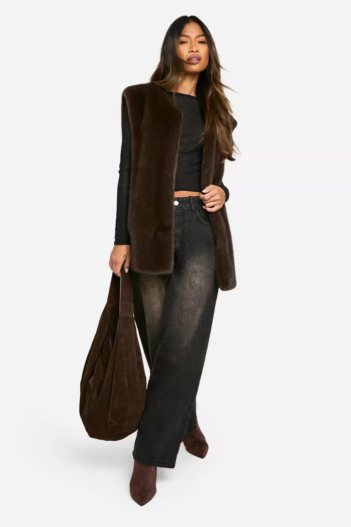 Vintage Look Faux Fur Oversized Vest | boohoo (US & Canada)