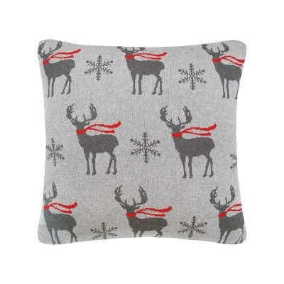 C&F Home 20" x 20" Deer Scarf Christmas Holiday Knitted Throw Pillow | Target