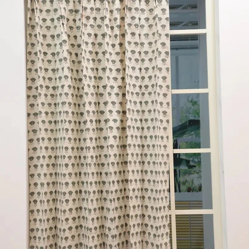 Fabdivine Block Print Handmade Sheer Panel Block Print Plated Curtain, Hariyali | Wayfair | Wayfair North America