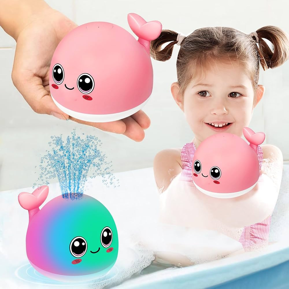 TFS TOP·FANS Bath Toy Baby Girl Gift: Pink Whale for 6-12 Months Old Infant Girl Light Up Founta... | Amazon (US)