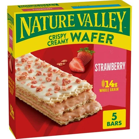 Nature Valley Crispy Creamy Wafer Bars, Strawberry, Whole Grain, 5 Bars, 6.5 oz | Walmart (US)