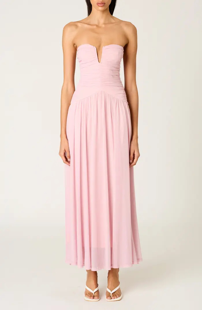 Beverly Ruched Strapless Chiffon Maxi Dress | Nordstrom