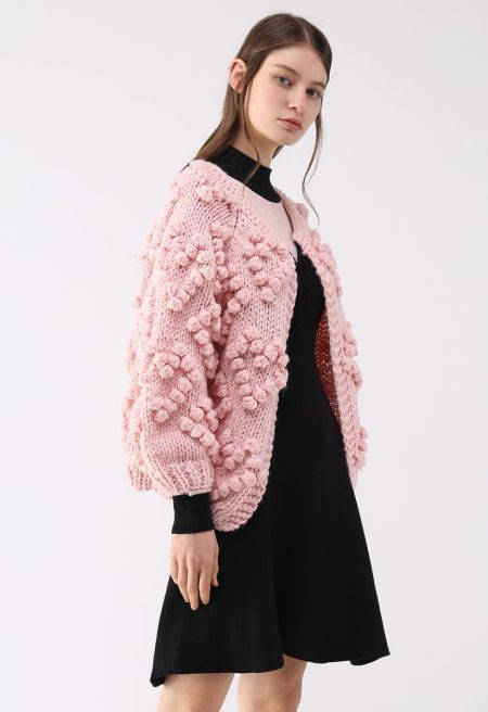 Knit Your Love Cardigan in Pink for Cozy Everyday Wear & Lazy Weekend Lounging | Chicwish