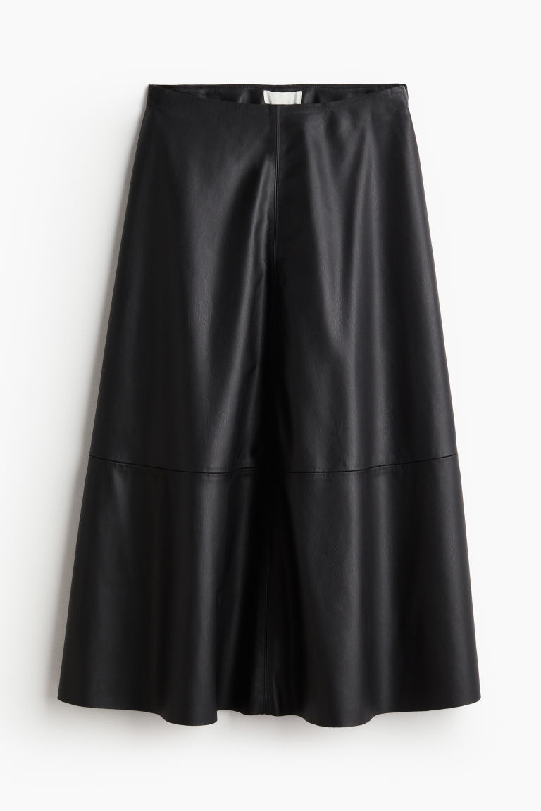 H & M - Coated A-Line Skirt - Black | H&M (US + CA)