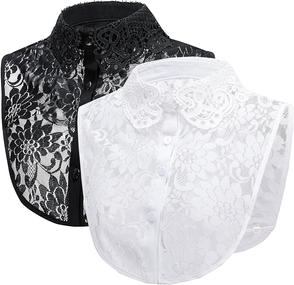 SUZALA Lace False Collar, Women Detachable Fake Collar Fake Collar for Blouse Hoodie Sweater Coat | Amazon (US)