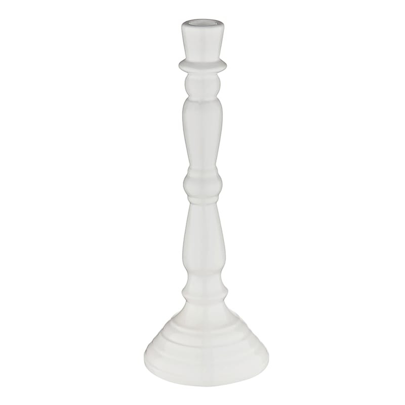 White Ceramic Taper Candle Holder, 13" | At Home