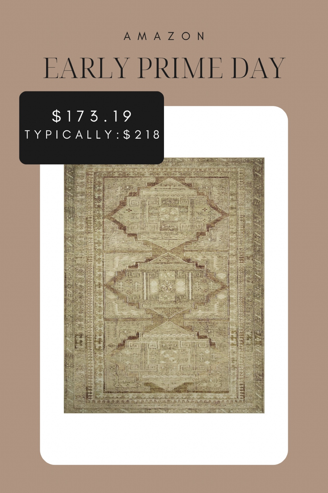 My living room rug is on sale! It was $286 when I got it. It’s much lighter and more neutral IRL! Brown and cream rug, prime day deal, magnolia x loloi, tribal rug, brown and beige vintage inspired rug, soft rug, tan rug, Amazon home finds 

#LTKhome #LTKxPrimeDay