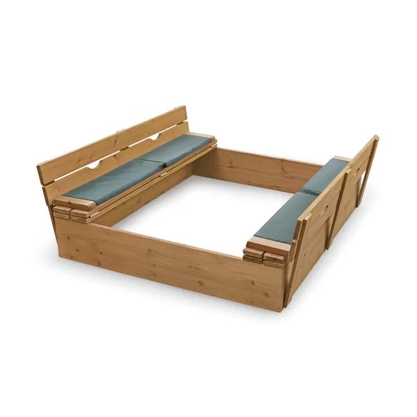 Badger Basket Deluxe 46.5'' x 9.5'' Solid Wood Sandbox with Cover | Wayfair North America