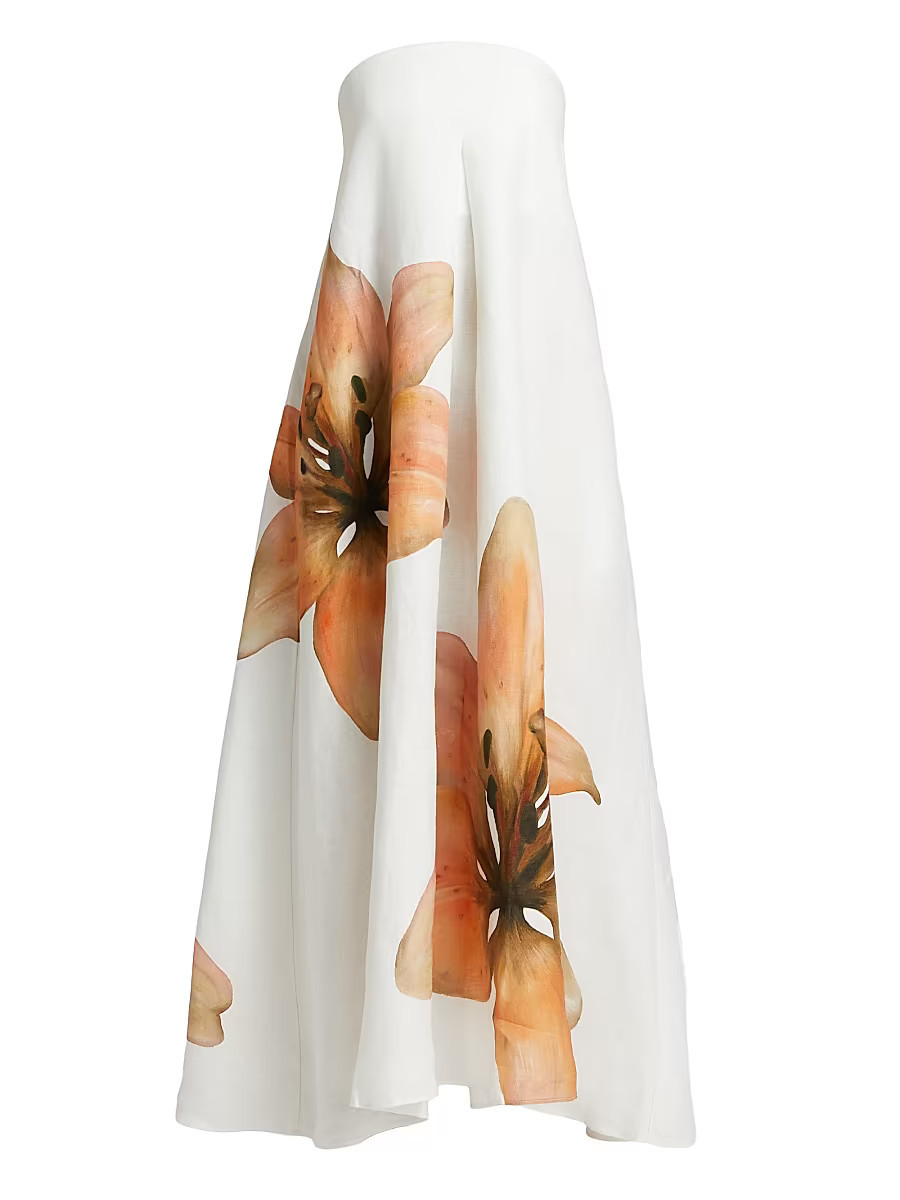 Women's Parisa Bandeau Linen A-Line Maxi Dress - Tiger Lily - Size 2 | Saks Fifth Avenue