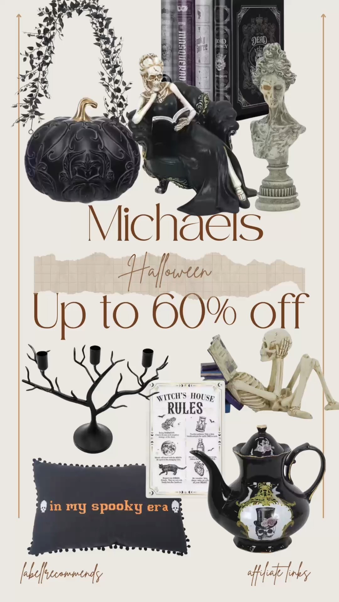 Michaels Halloween decor sale up to 60% off

#halloweendecor #michaels #halloweendecorations #spookyseason

Black pumpkins, Halloween signs, skeleton statues, spooky Halloween decor, affordable Halloween decor 

#LTKHome #LTKSaleAlert #LTKHalloween