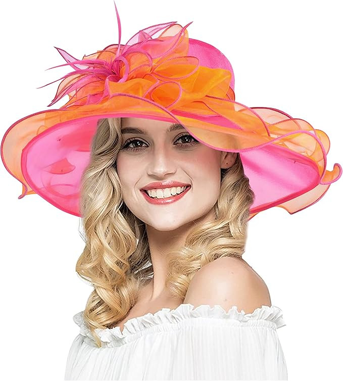 2026 Derby Hat, Classy Sun Hats for Women Ladies, Organza Feather Kentucky Fascinator for Tea Par... | Amazon (US)