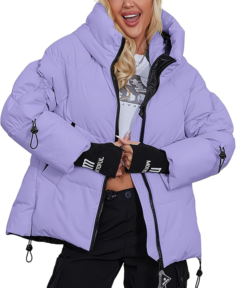 Women's Winter Full Zipper Hooded Puffer Jacket Short Coat with Pockets for Casual & Outdoor Wear | Amazon (US)